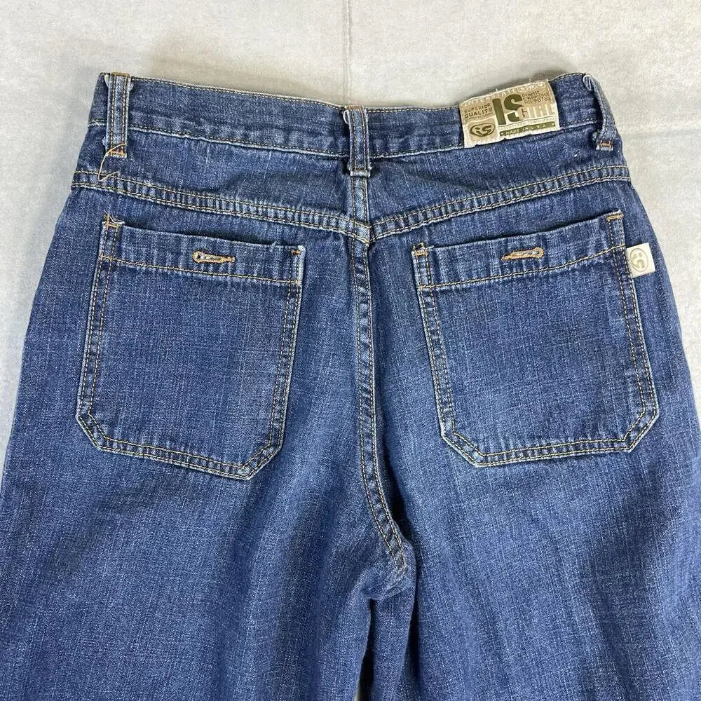 Vintage Y2K IS Girl Interstate Double Leg Baggy Jeans Womens 11 Blue Made in USA - Picture 4 of 10
